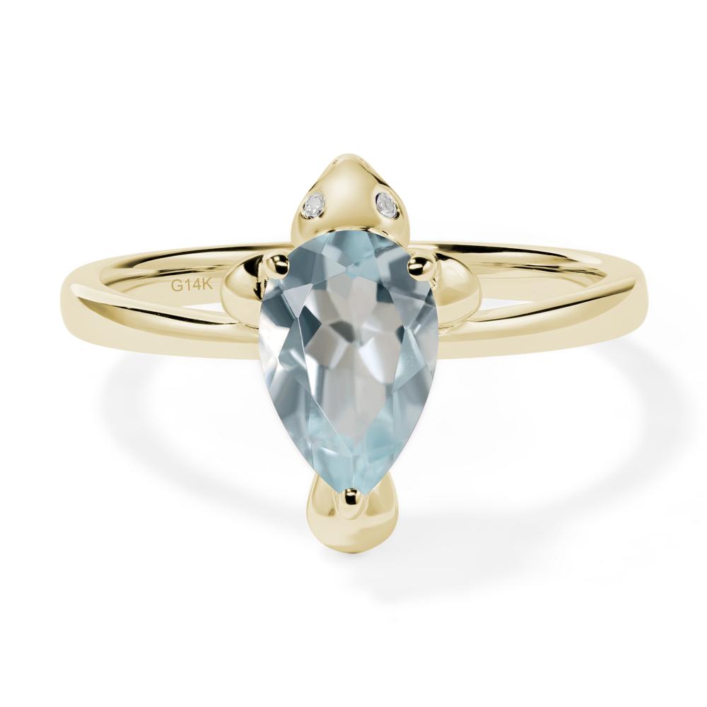 Pear Shaped Aquamarine Sea Lion Ring - LUO Jewelry #metal_14k yellow gold