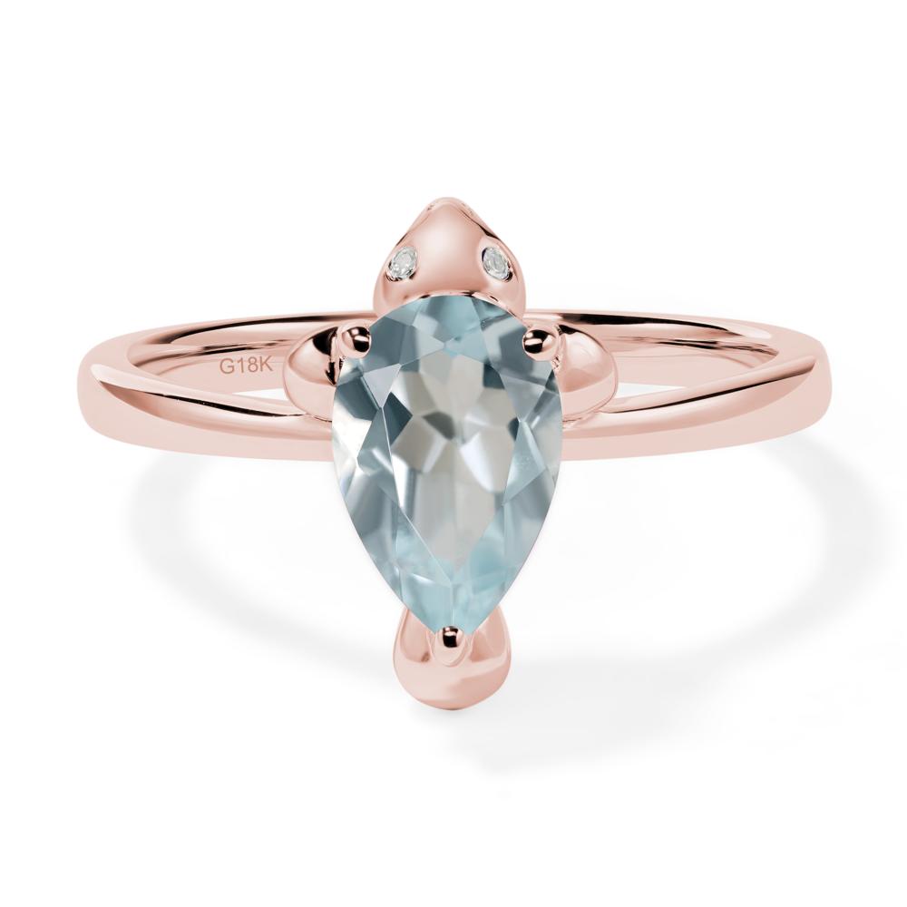 Pear Shaped Aquamarine Sea Lion Ring - LUO Jewelry #metal_18k rose gold