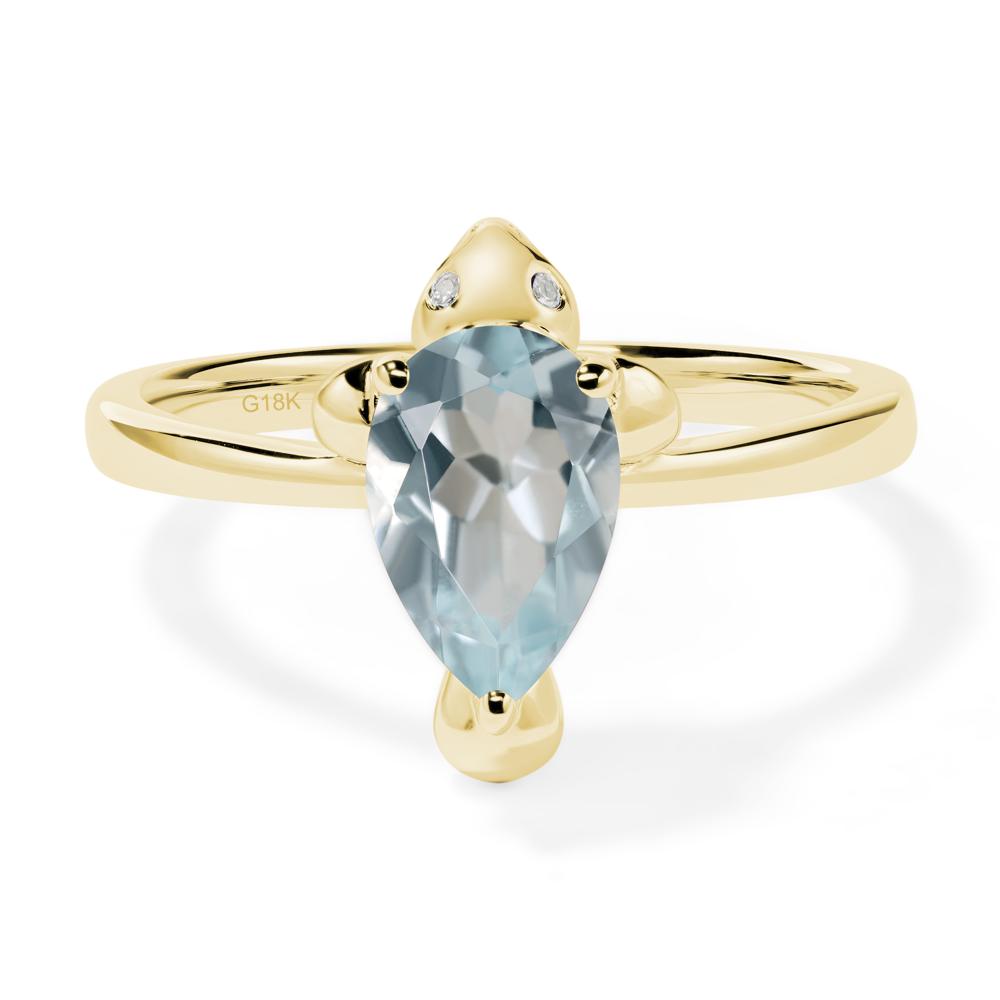 Pear Shaped Aquamarine Sea Lion Ring - LUO Jewelry #metal_18k yellow gold