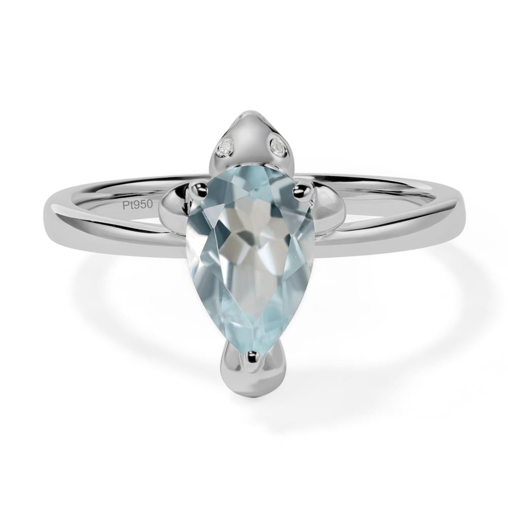 Pear Shaped Aquamarine Sea Lion Ring - LUO Jewelry #metal_platinum