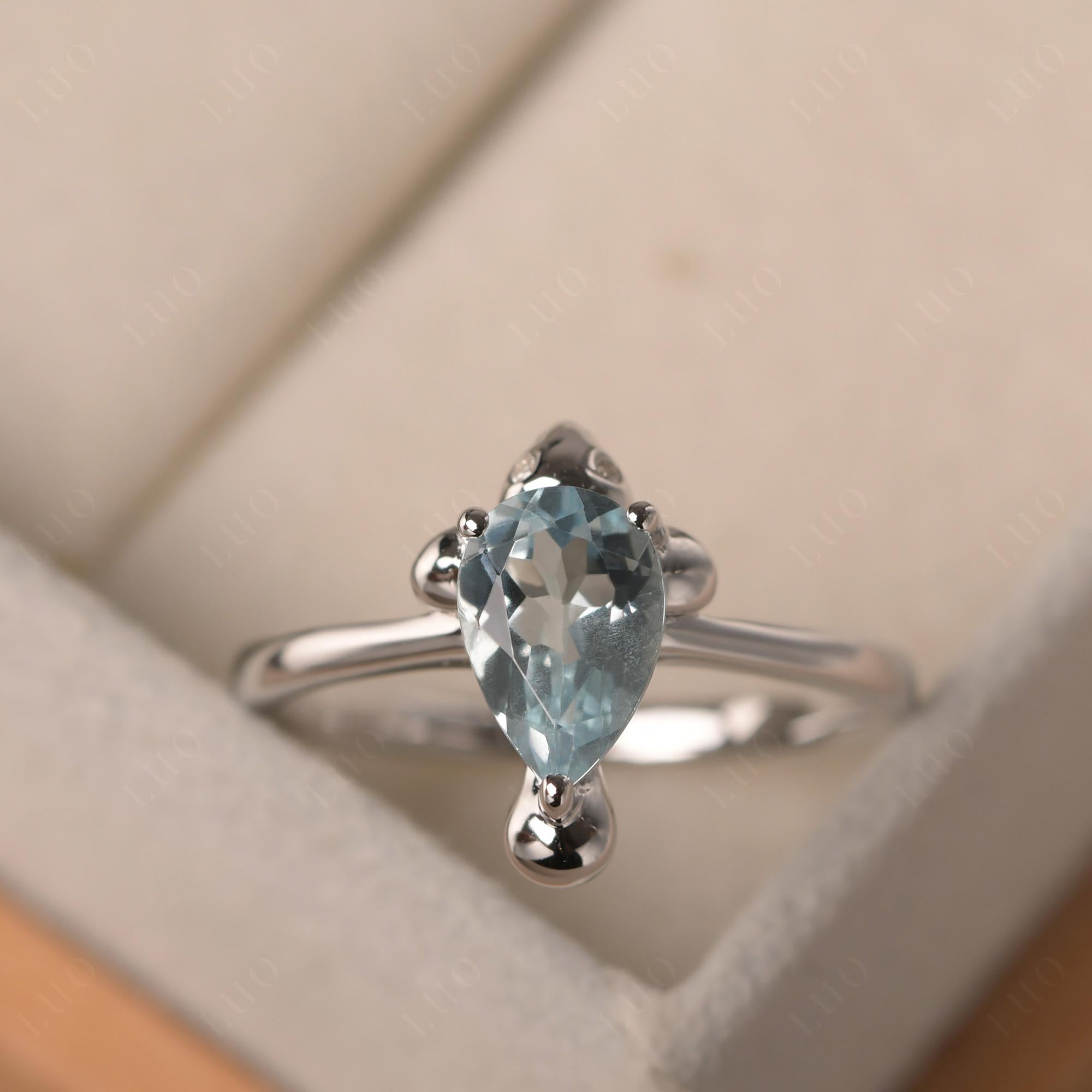 Pear Shaped Aquamarine Sea Lion Ring - LUO Jewelry