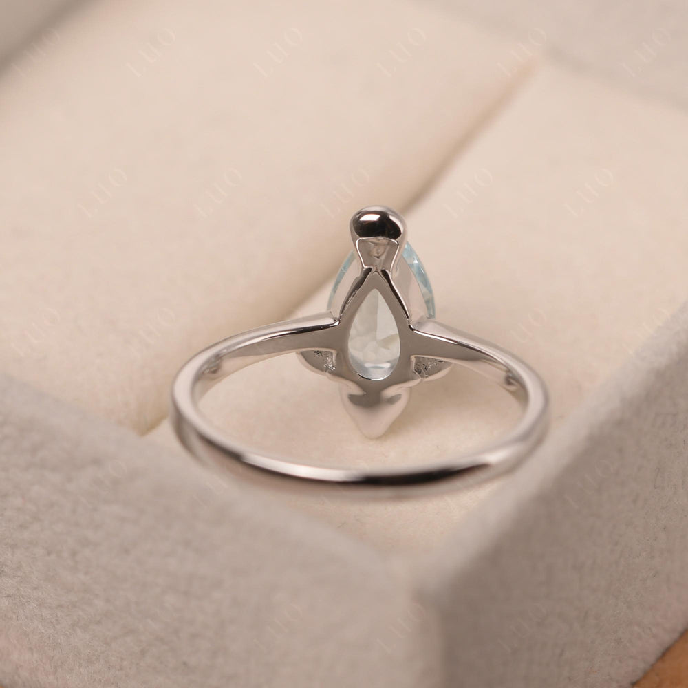 Seal Style Shaped Aquamarine Engagement Ring - LUO Jewelry