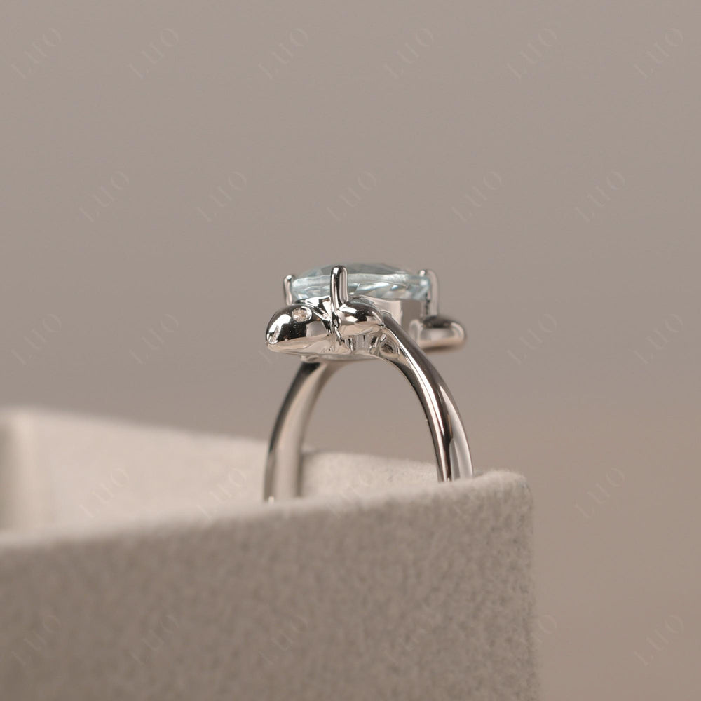 Seal Style Shaped Aquamarine Engagement Ring - LUO Jewelry