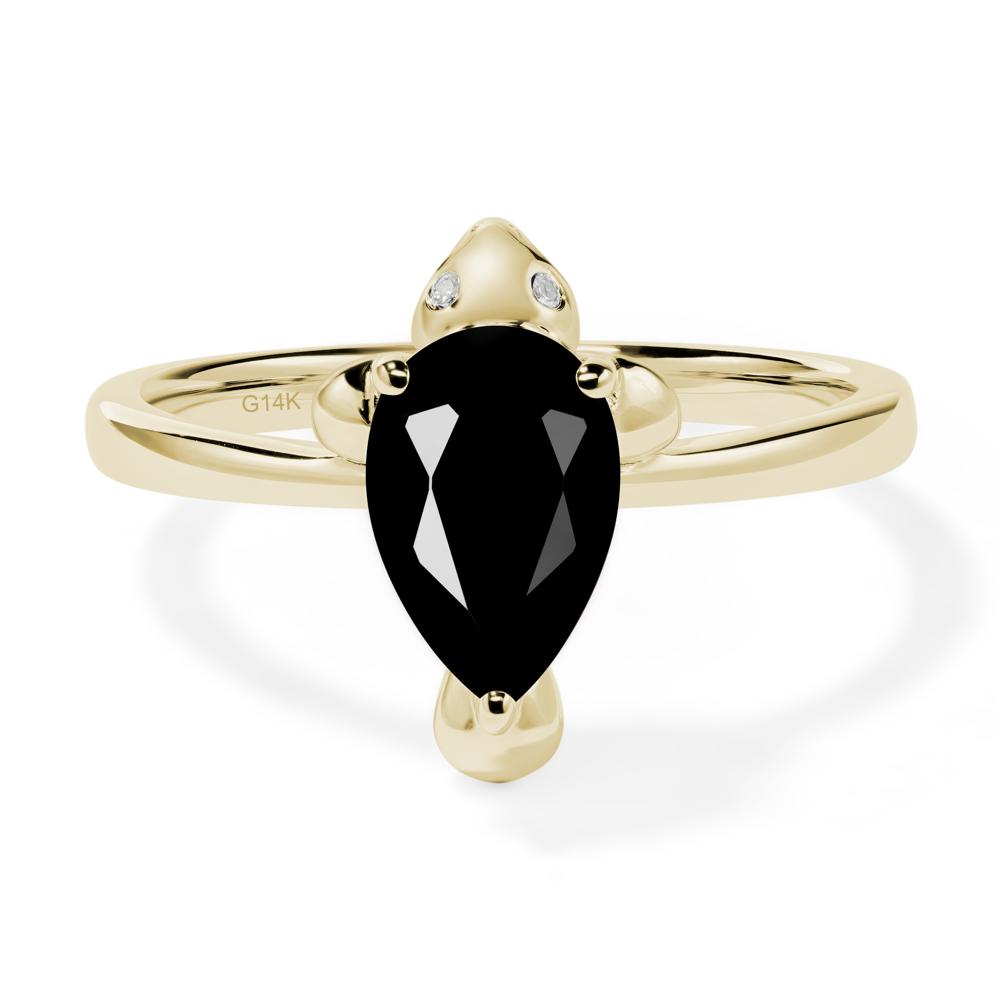 Pear Shaped Black Spinel Sea Lion Ring - LUO Jewelry #metal_14k yellow gold