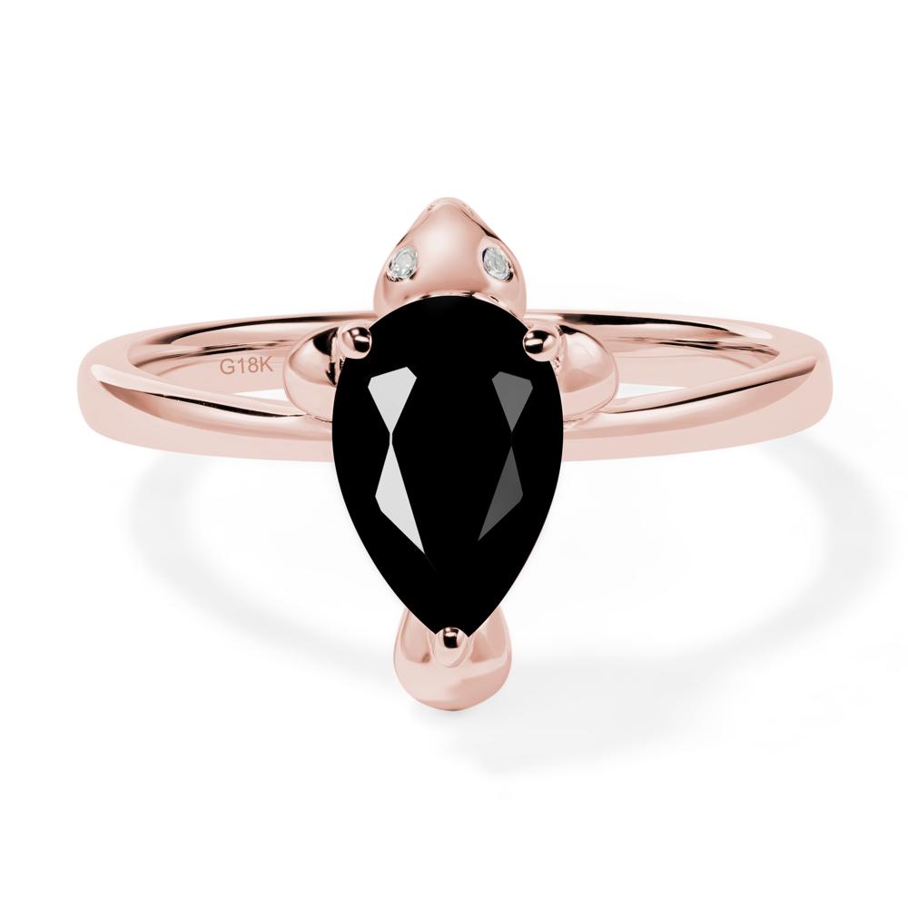 Pear Shaped Black Spinel Sea Lion Ring - LUO Jewelry #metal_18k rose gold