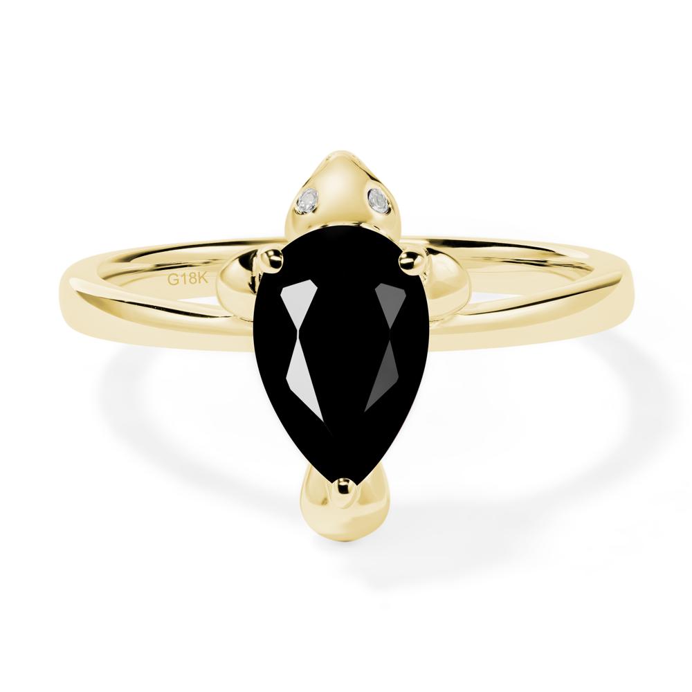 Pear Shaped Black Spinel Sea Lion Ring - LUO Jewelry #metal_18k yellow gold