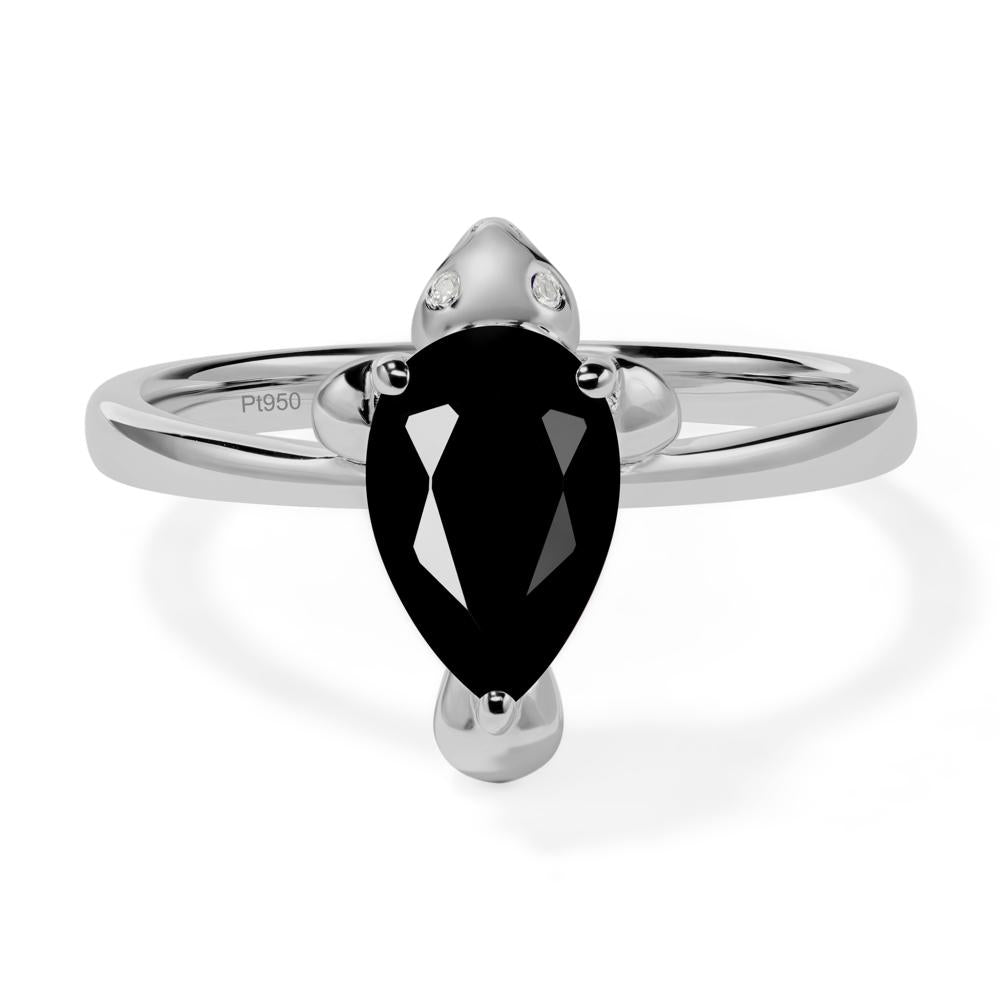 Pear Shaped Black Spinel Sea Lion Ring - LUO Jewelry #metal_platinum