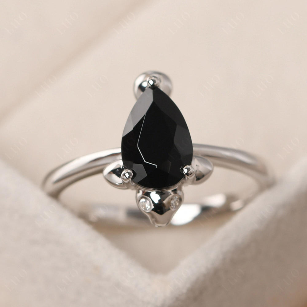 Seal Style Shaped Black Spinel Engagement Ring - LUO Jewelry