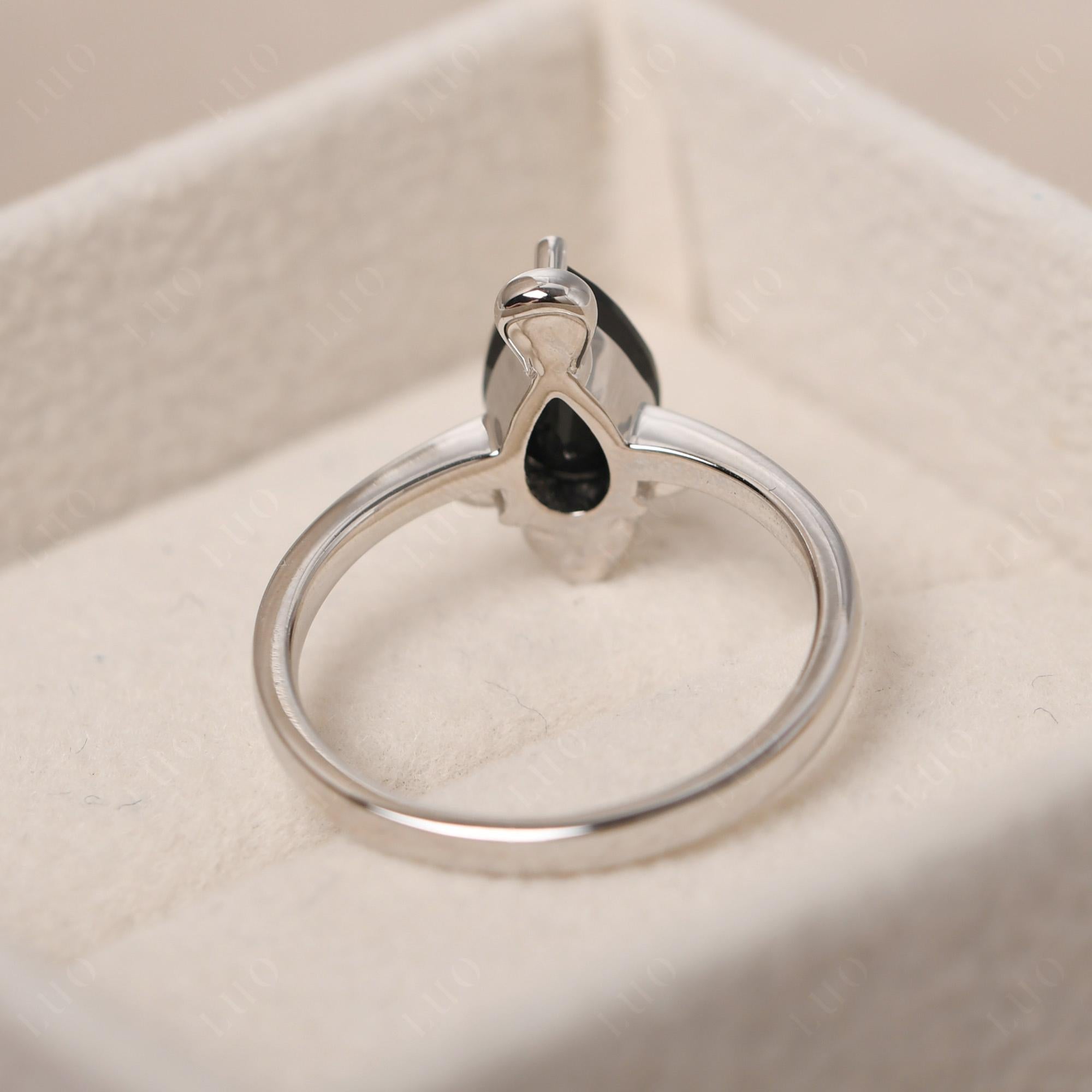 Pear Shaped Black Spinel Sea Lion Ring - LUO Jewelry