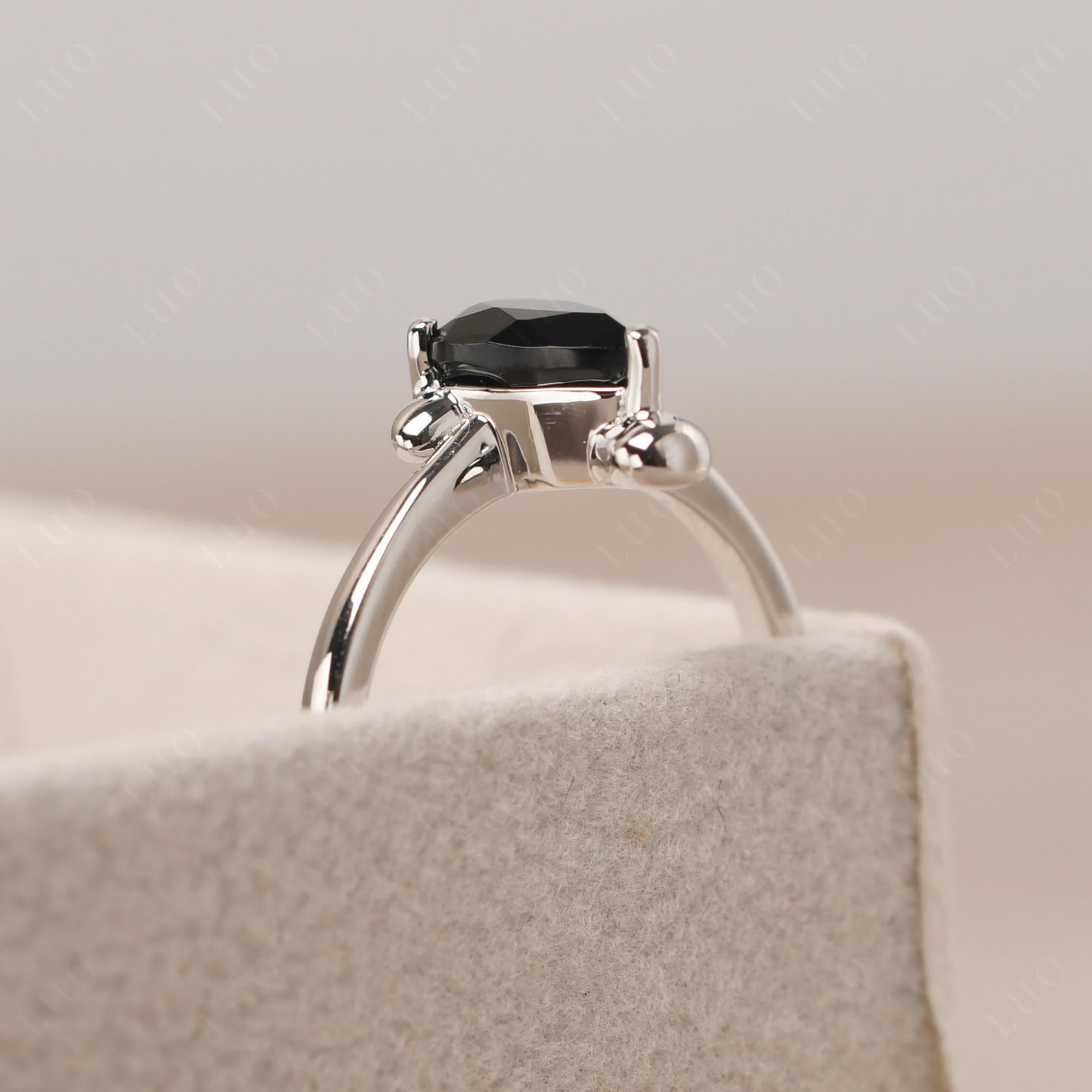 Pear Shaped Black Spinel Sea Lion Ring - LUO Jewelry