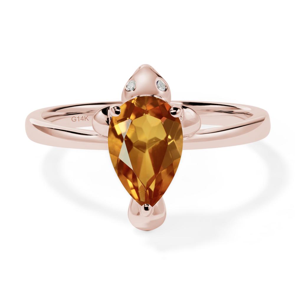 Pear Shaped Citrine Sea Lion Ring - LUO Jewelry #metal_14k rose gold