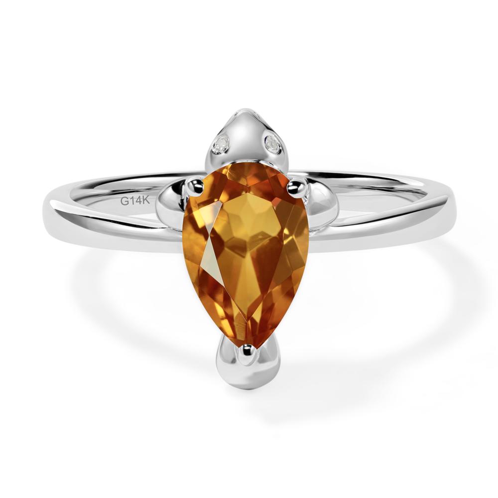 Pear Shaped Citrine Sea Lion Ring - LUO Jewelry #metal_14k white gold