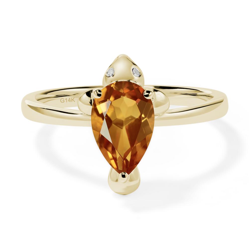 Pear Shaped Citrine Sea Lion Ring - LUO Jewelry #metal_14k yellow gold