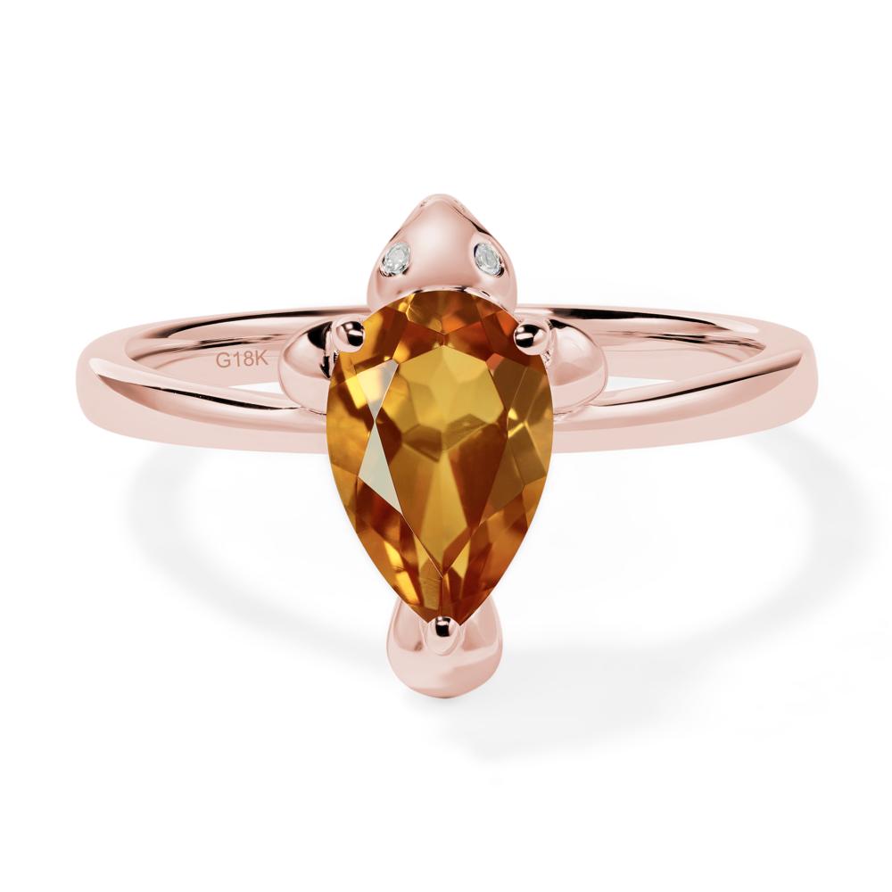 Pear Shaped Citrine Sea Lion Ring - LUO Jewelry #metal_18k rose gold