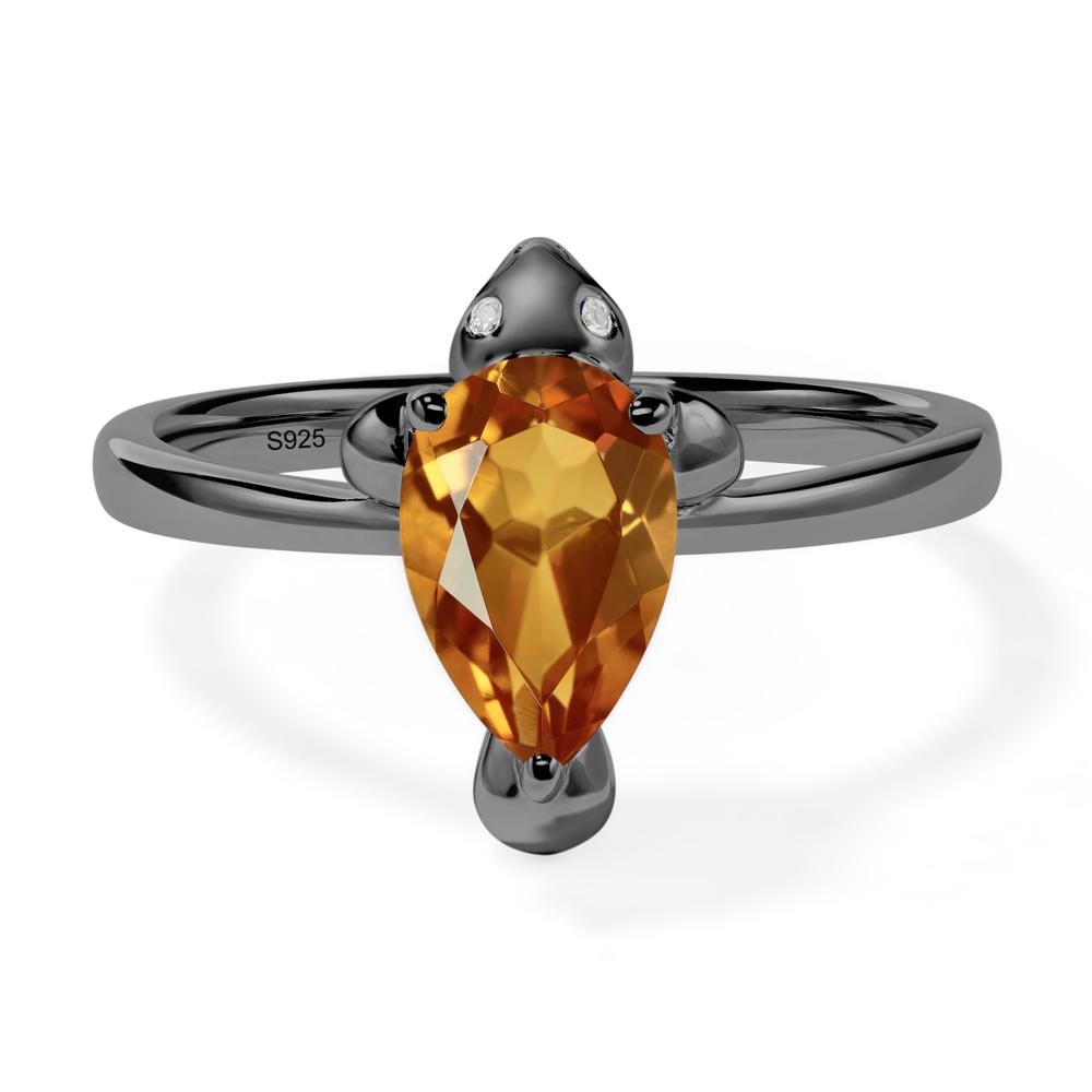 Pear Shaped Citrine Sea Lion Ring - LUO Jewelry #metal_black finish sterling silver