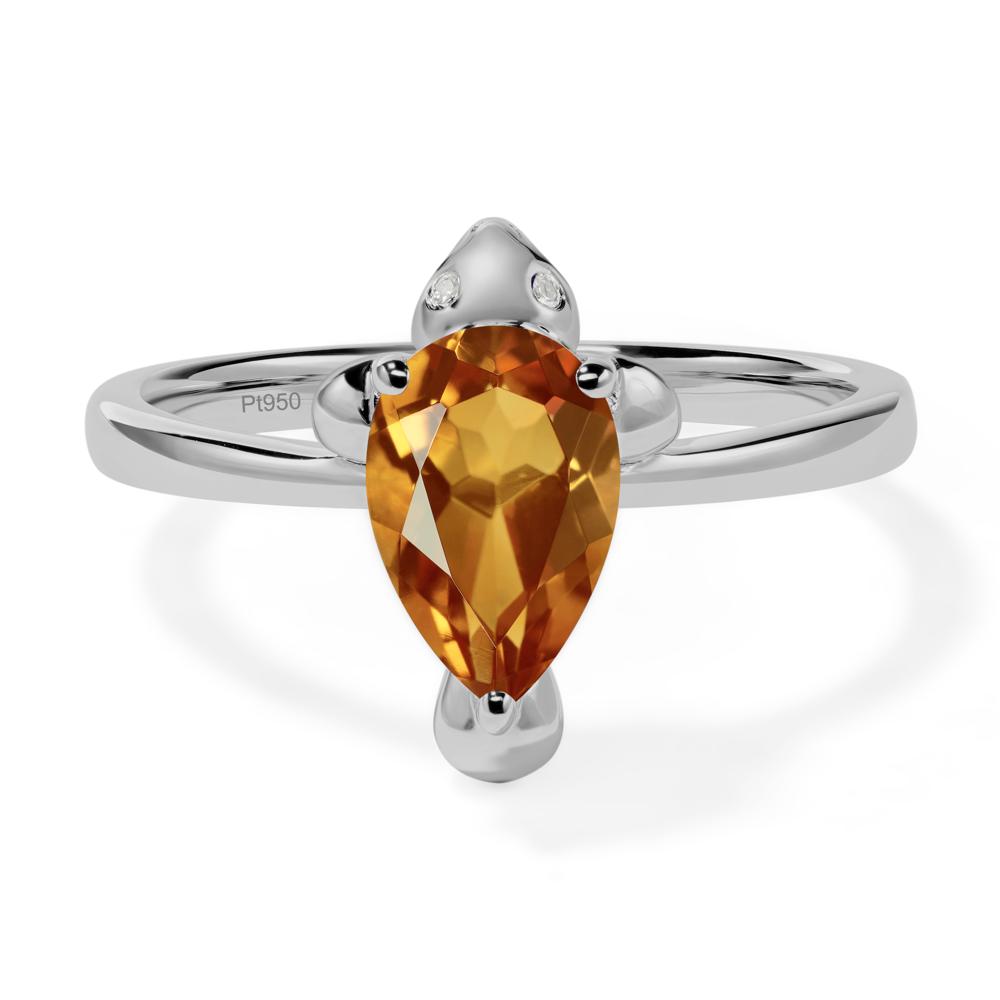 Pear Shaped Citrine Sea Lion Ring - LUO Jewelry #metal_platinum