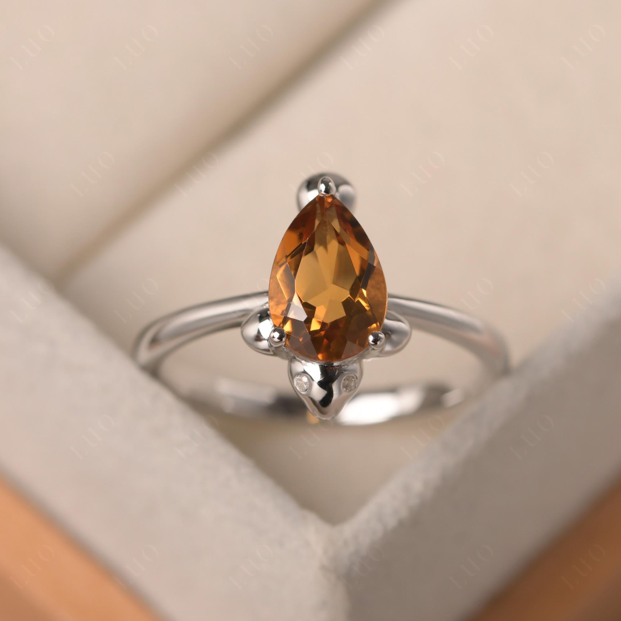 Pear Shaped Citrine Sea Lion Ring - LUO Jewelry