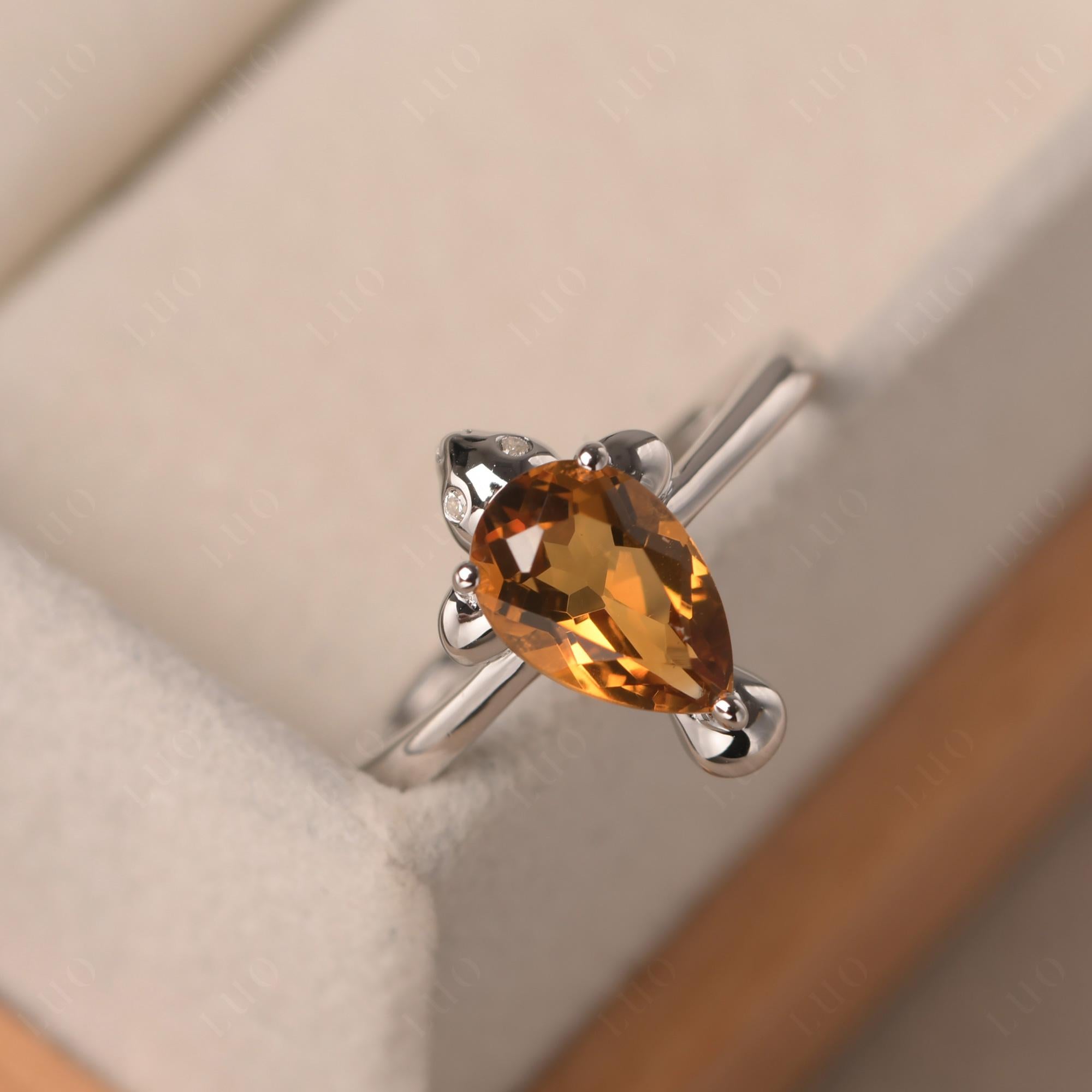 Pear Shaped Citrine Sea Lion Ring - LUO Jewelry