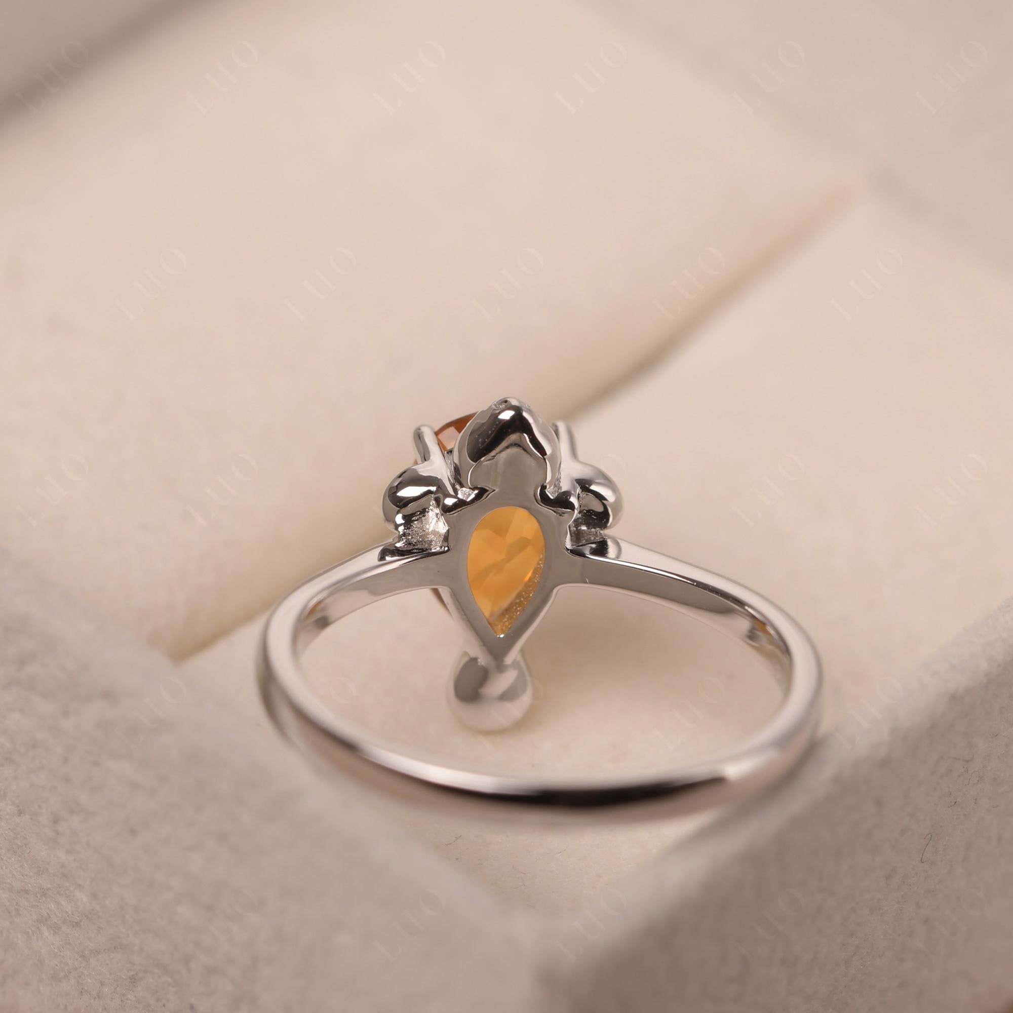 Pear Shaped Citrine Sea Lion Ring - LUO Jewelry