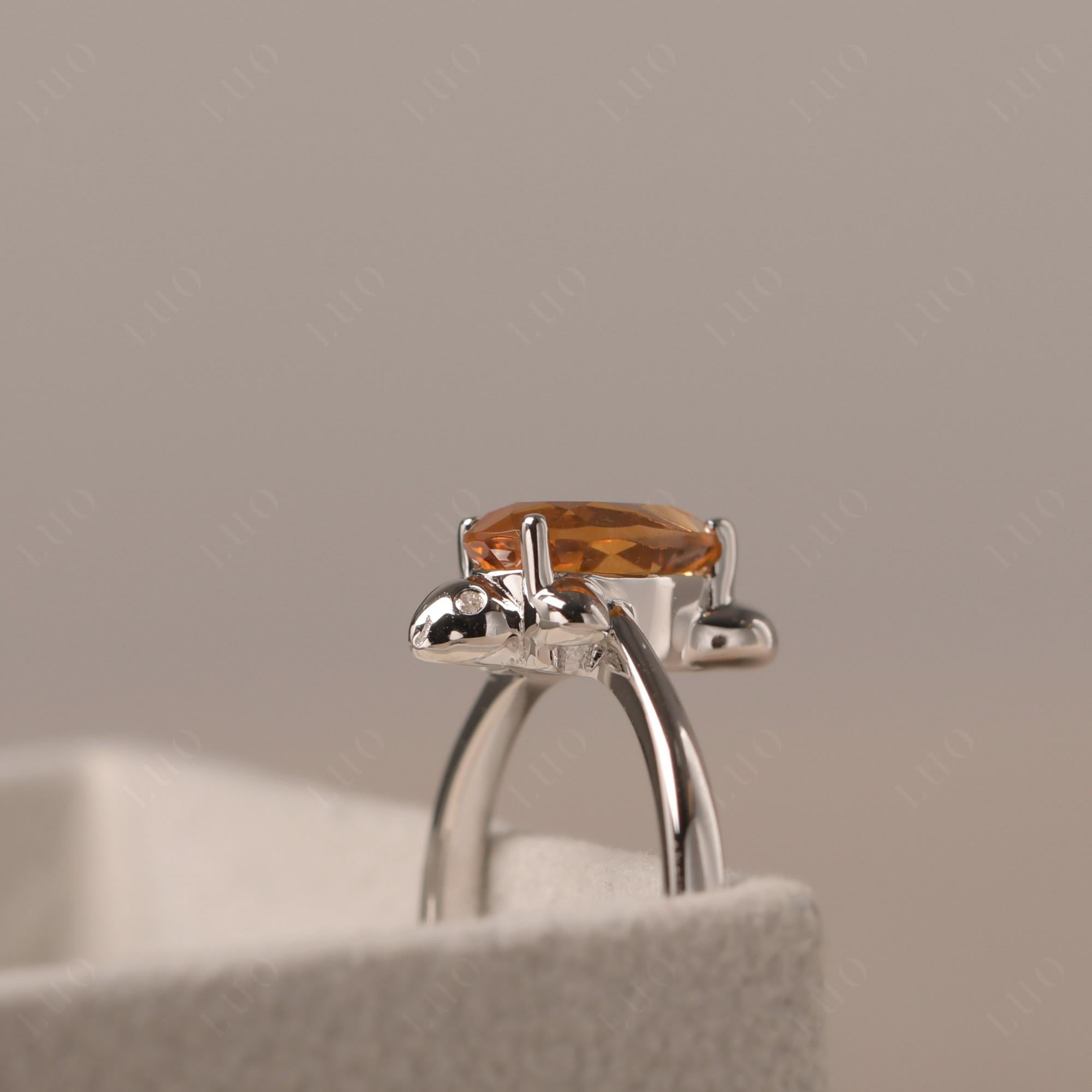 Pear Shaped Citrine Sea Lion Ring - LUO Jewelry