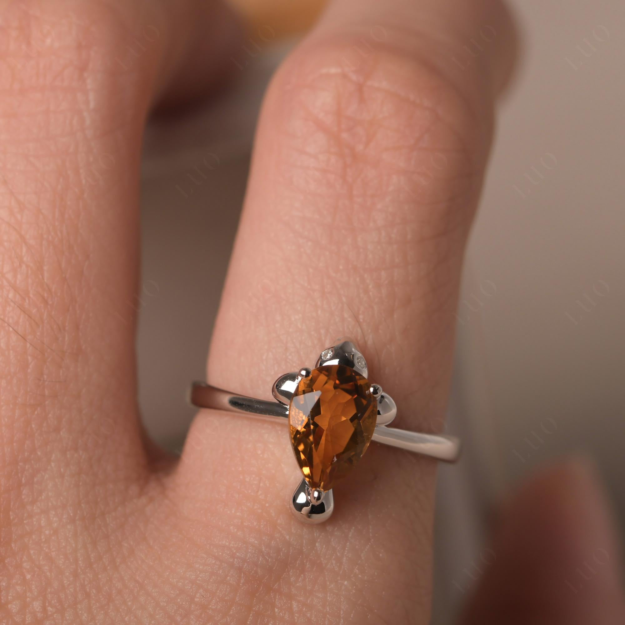 Pear Shaped Citrine Sea Lion Ring - LUO Jewelry