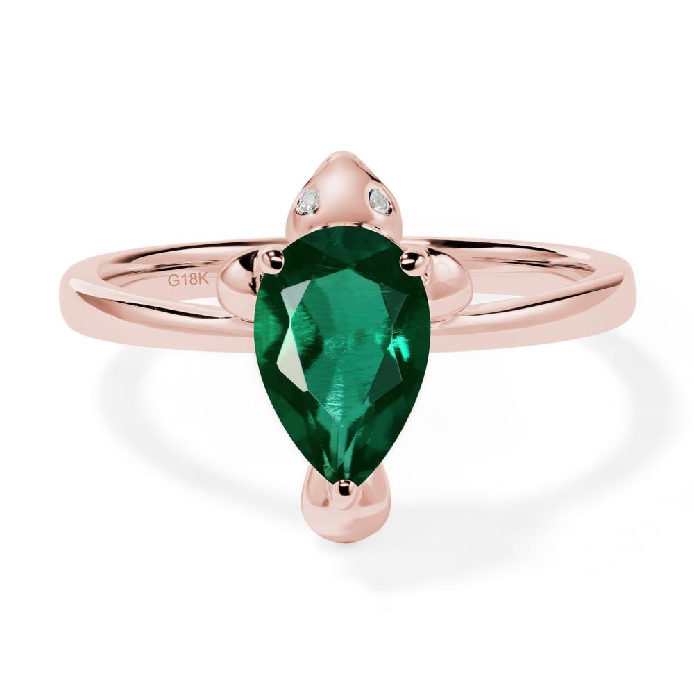 Pear Shaped Lab Emerald Sea Lion Ring - LUO Jewelry #metal_18k rose gold