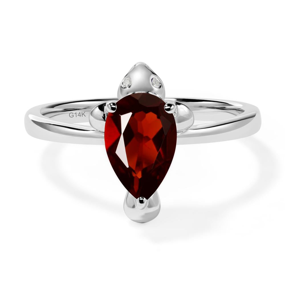 Pear Shaped Garnet Sea Lion Ring - LUO Jewelry #metal_14k white gold