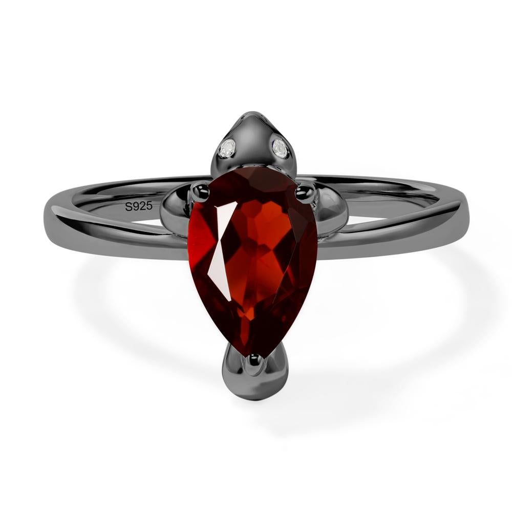 Pear Shaped Garnet Sea Lion Ring - LUO Jewelry #metal_black finish sterling silver
