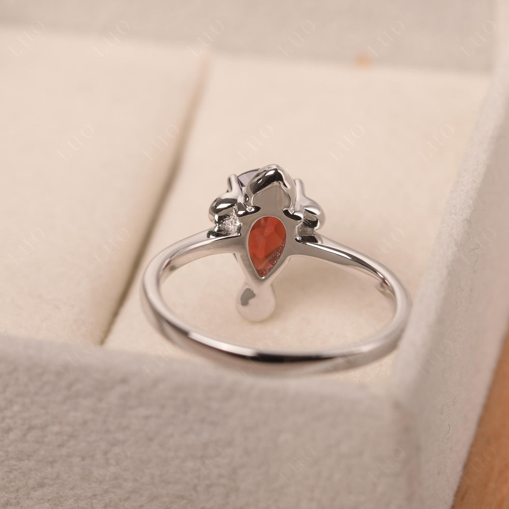 Seal Style Shaped Garnet Engagement Ring - LUO Jewelry