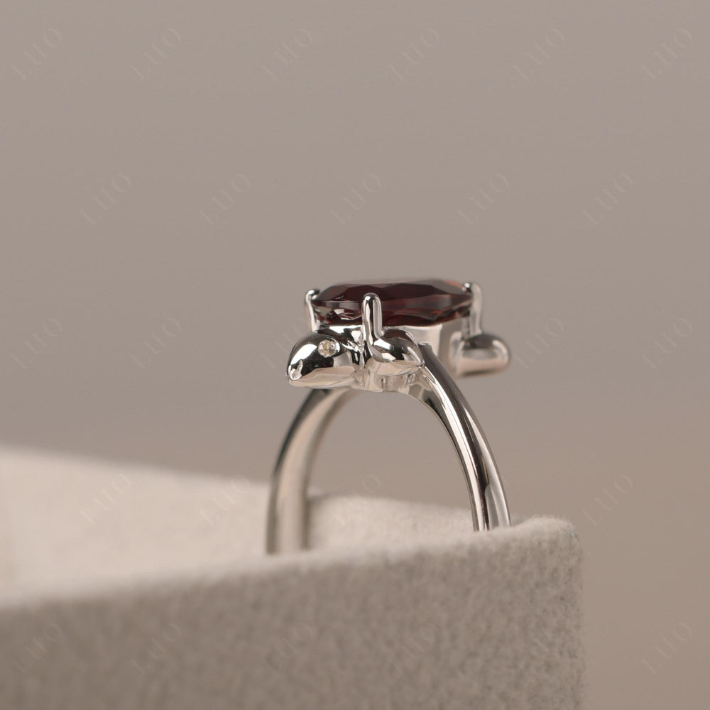 Seal Style Shaped Garnet Engagement Ring - LUO Jewelry