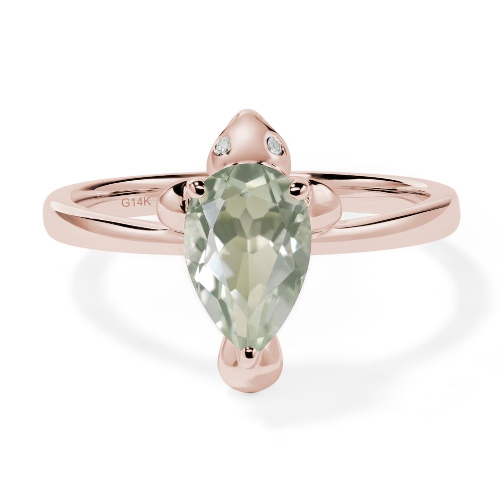Pear Shaped Green Amethyst Sea Lion Ring - LUO Jewelry #metal_14k rose gold