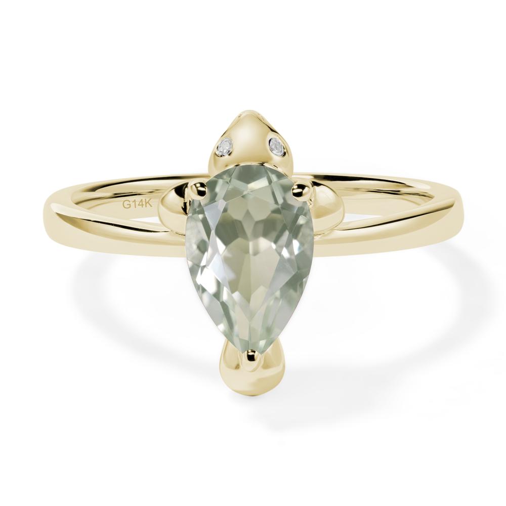Pear Shaped Green Amethyst Sea Lion Ring - LUO Jewelry #metal_14k yellow gold