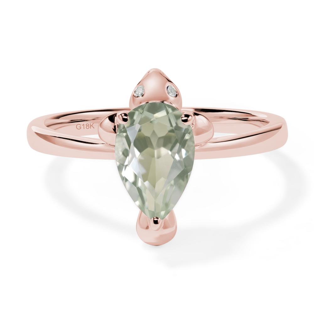 Pear Shaped Green Amethyst Sea Lion Ring - LUO Jewelry #metal_18k rose gold