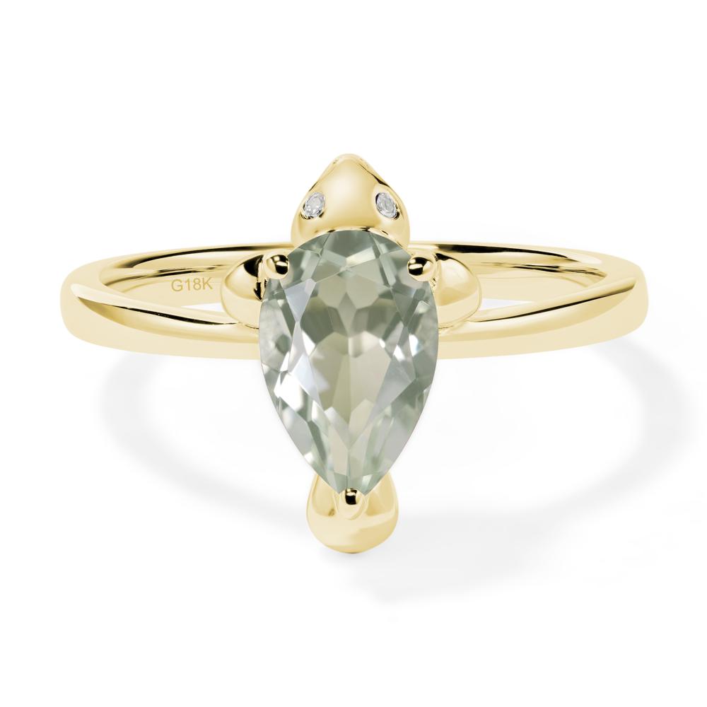 Pear Shaped Green Amethyst Sea Lion Ring - LUO Jewelry #metal_18k yellow gold