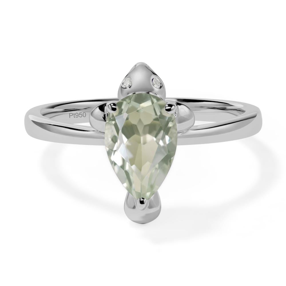 Pear Shaped Green Amethyst Sea Lion Ring - LUO Jewelry #metal_platinum