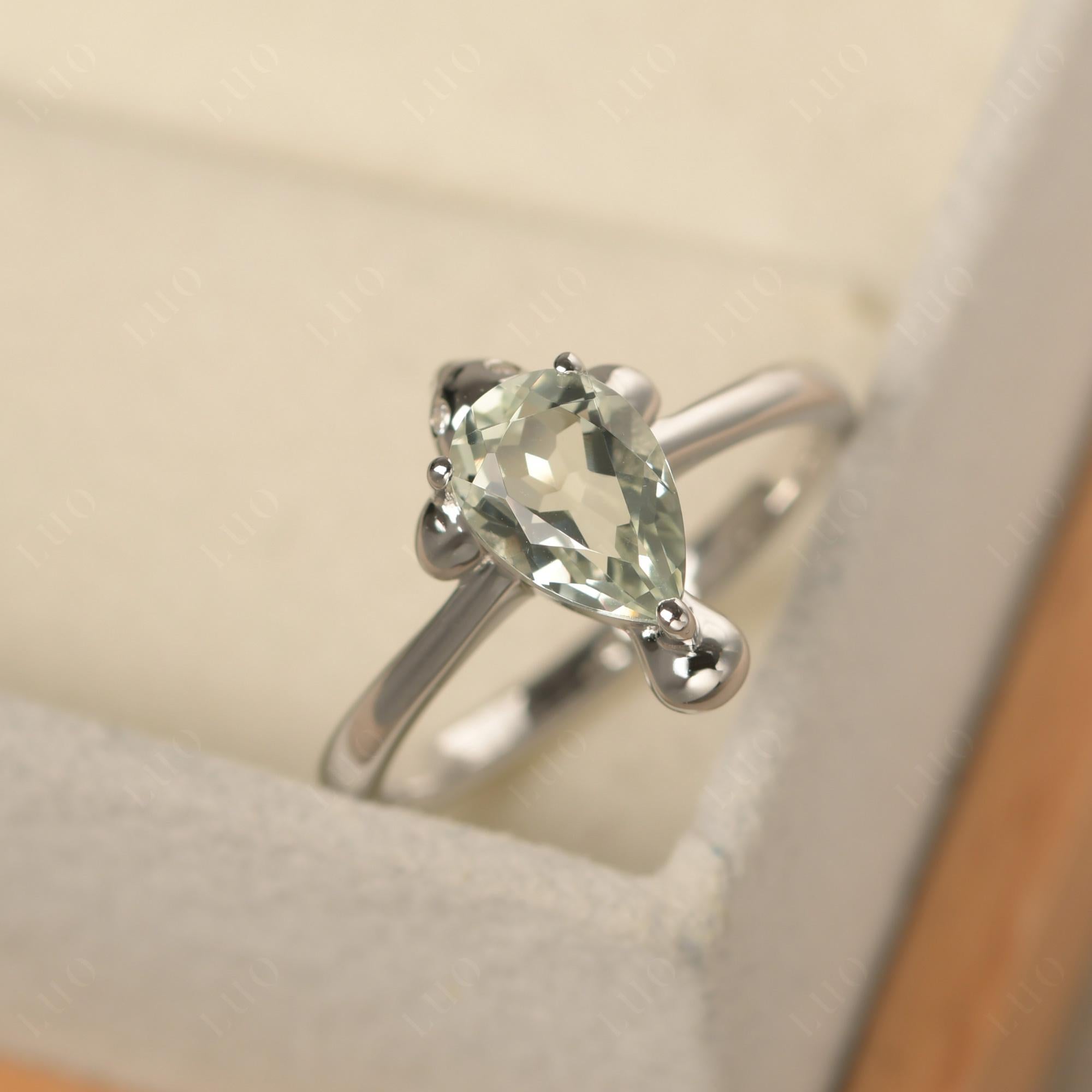 Pear Shaped Green Amethyst Sea Lion Ring - LUO Jewelry