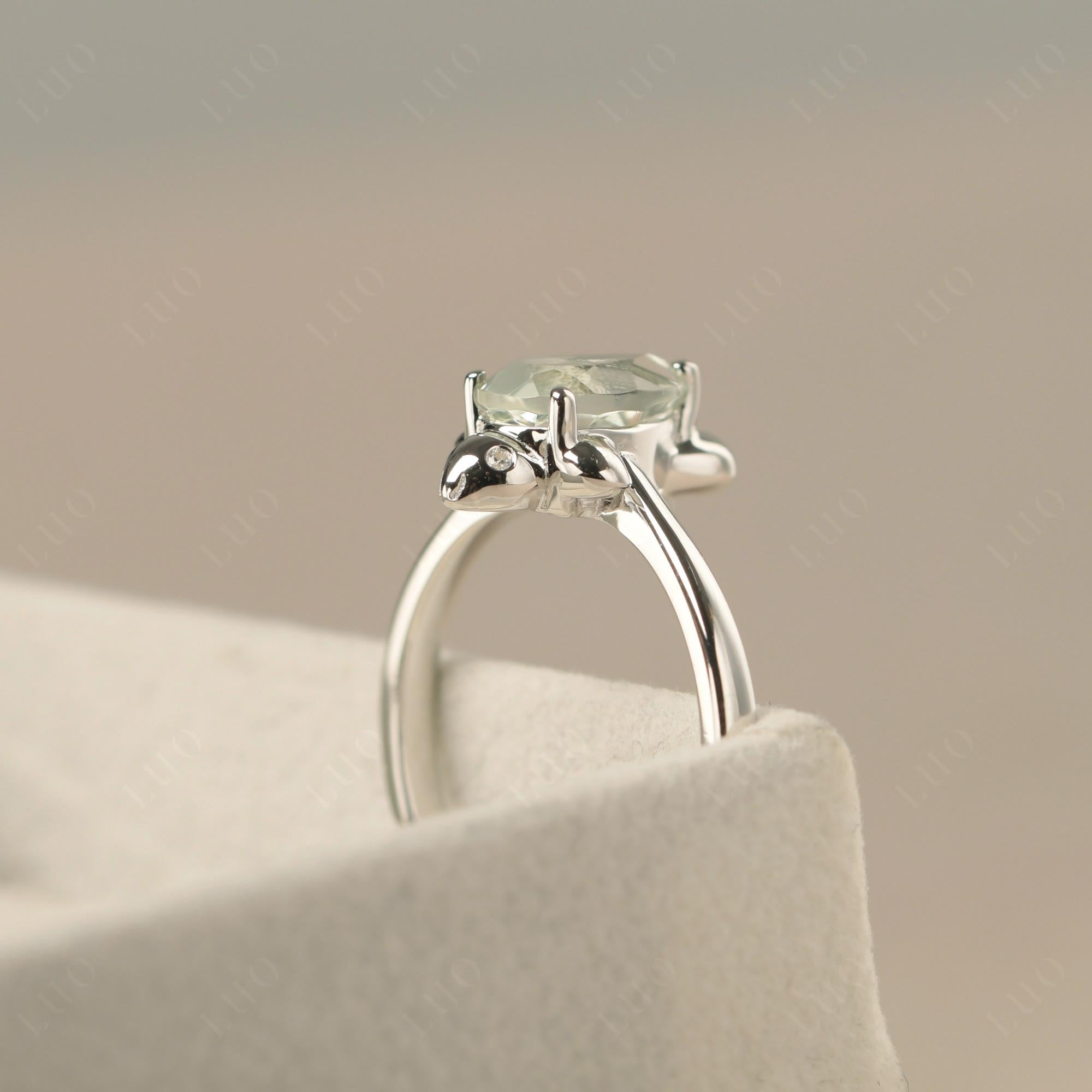 Pear Shaped Green Amethyst Sea Lion Ring - LUO Jewelry
