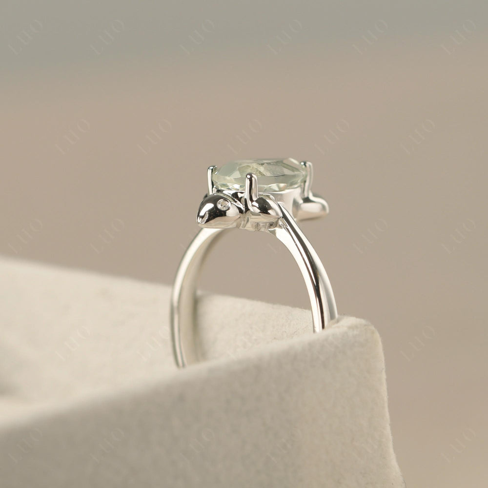 Seal Style Shaped Green Amethyst Engagement Ring - LUO Jewelry