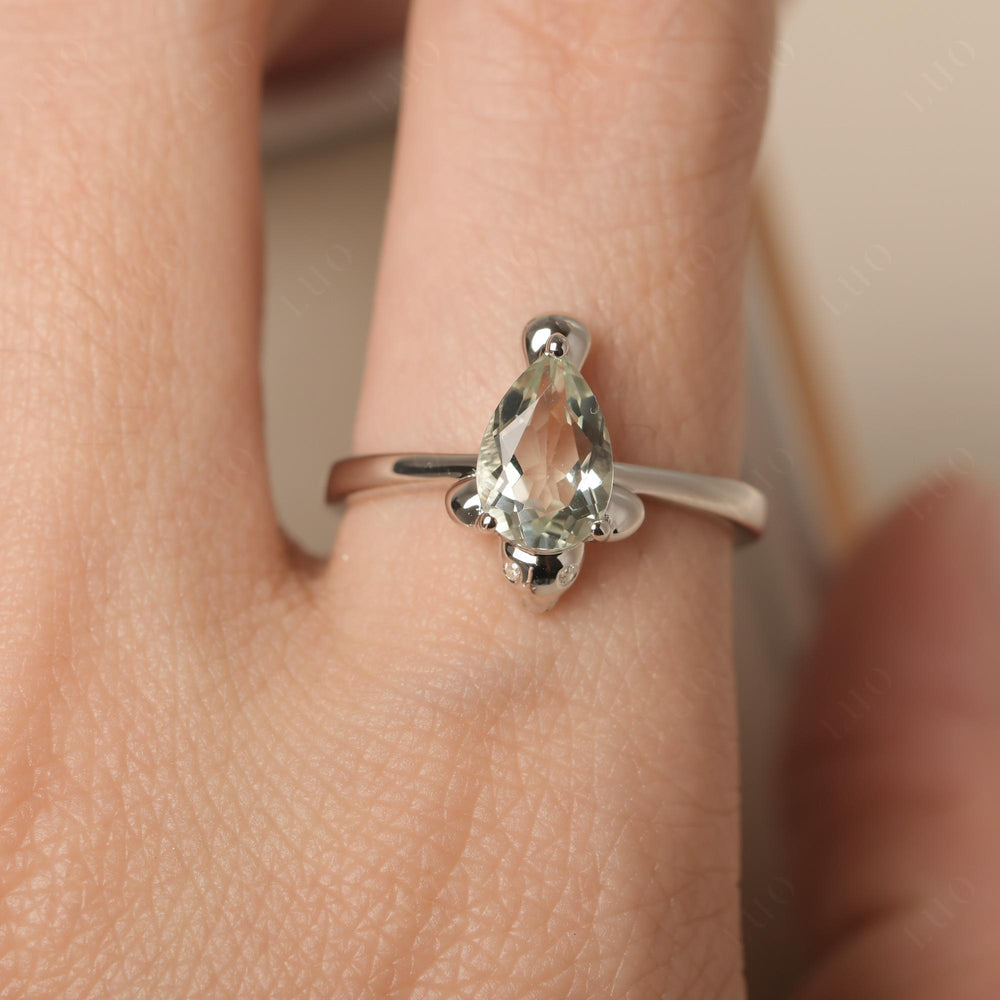 Seal Style Shaped Green Amethyst Engagement Ring - LUO Jewelry