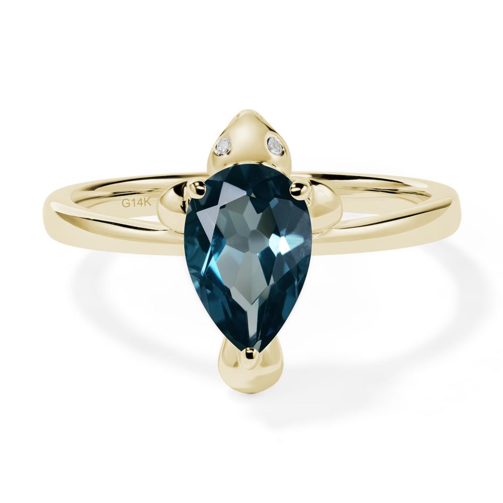 Pear Shaped London Blue Topaz Sea Lion Ring - LUO Jewelry #metal_14k yellow gold