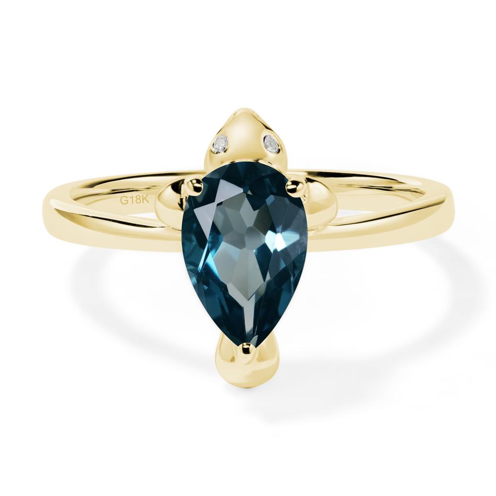 Pear Shaped London Blue Topaz Sea Lion Ring - LUO Jewelry #metal_18k yellow gold