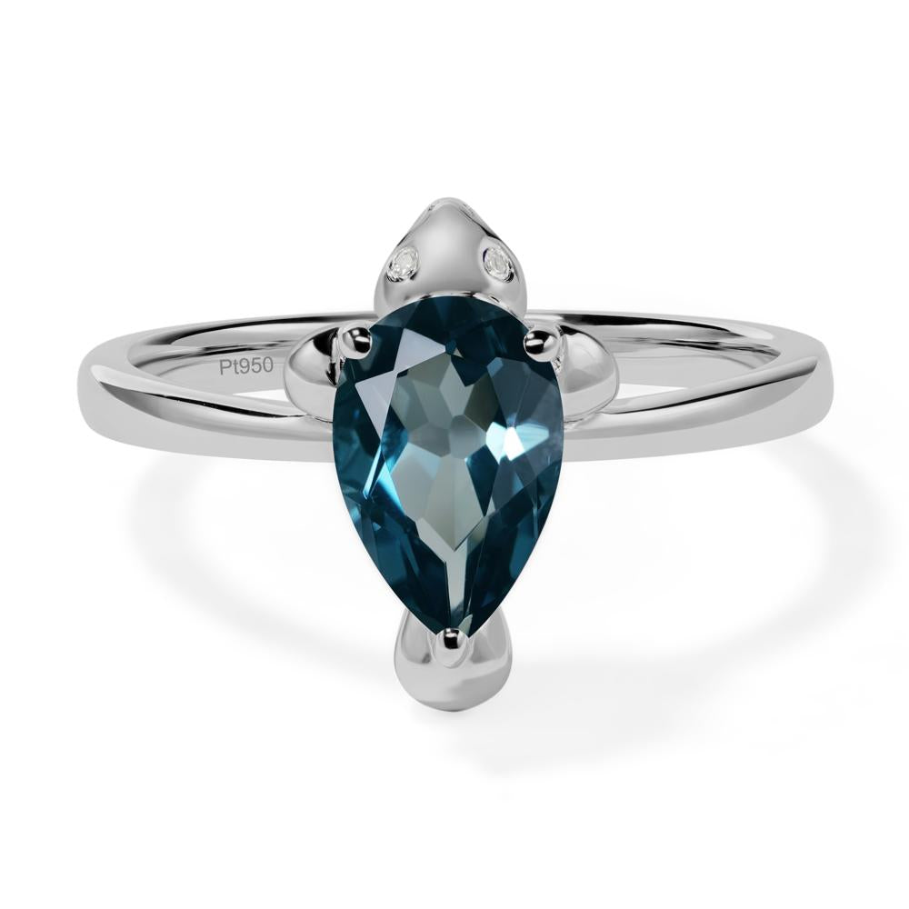 Pear Shaped London Blue Topaz Sea Lion Ring - LUO Jewelry #metal_platinum