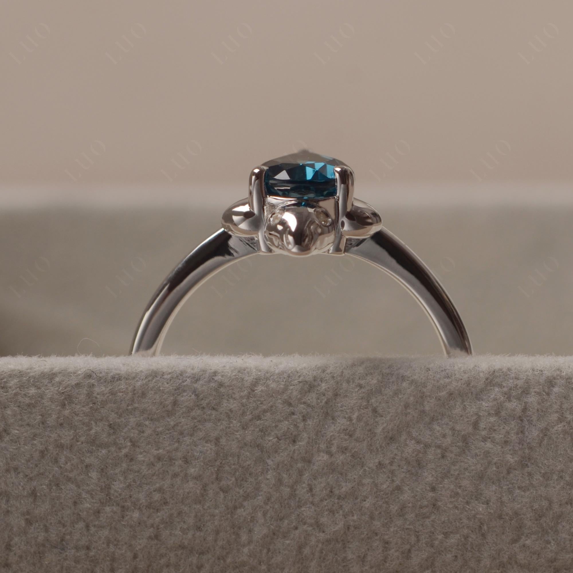 Pear Shaped London Blue Topaz Sea Lion Ring - LUO Jewelry