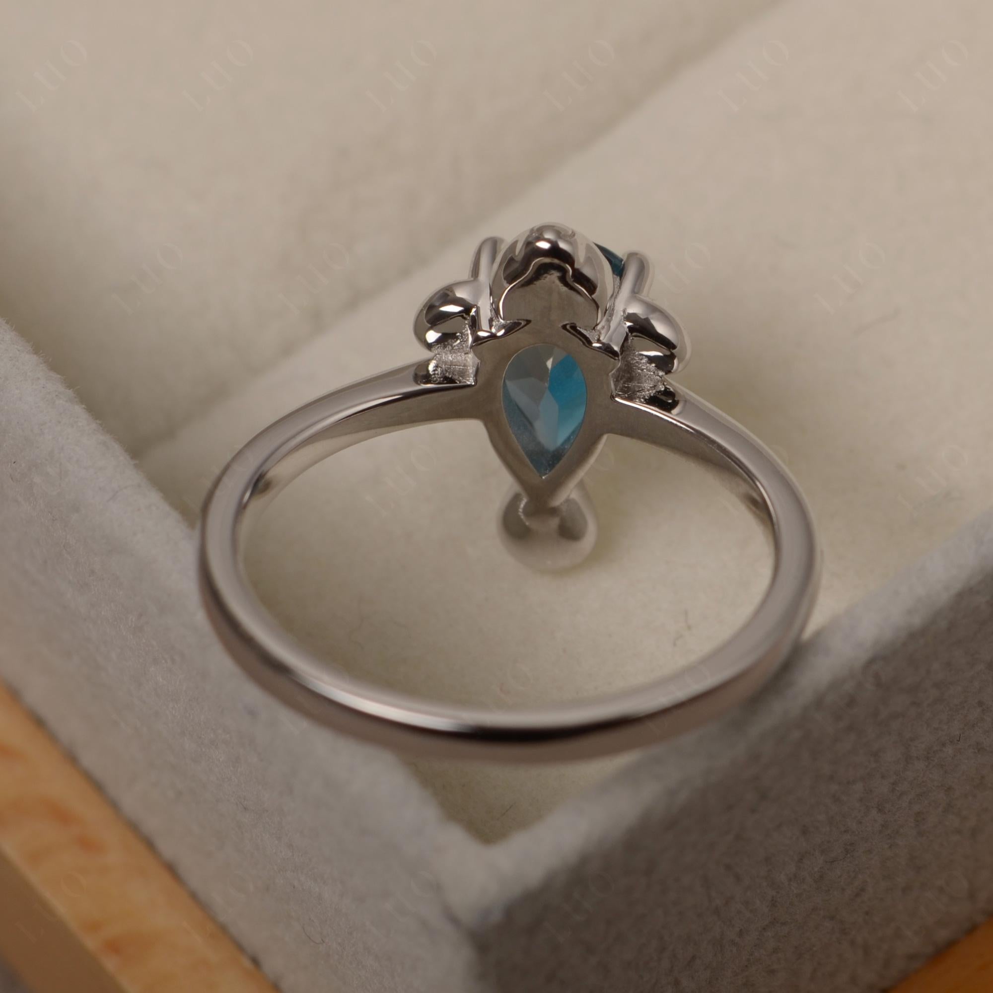 Pear Shaped London Blue Topaz Sea Lion Ring - LUO Jewelry