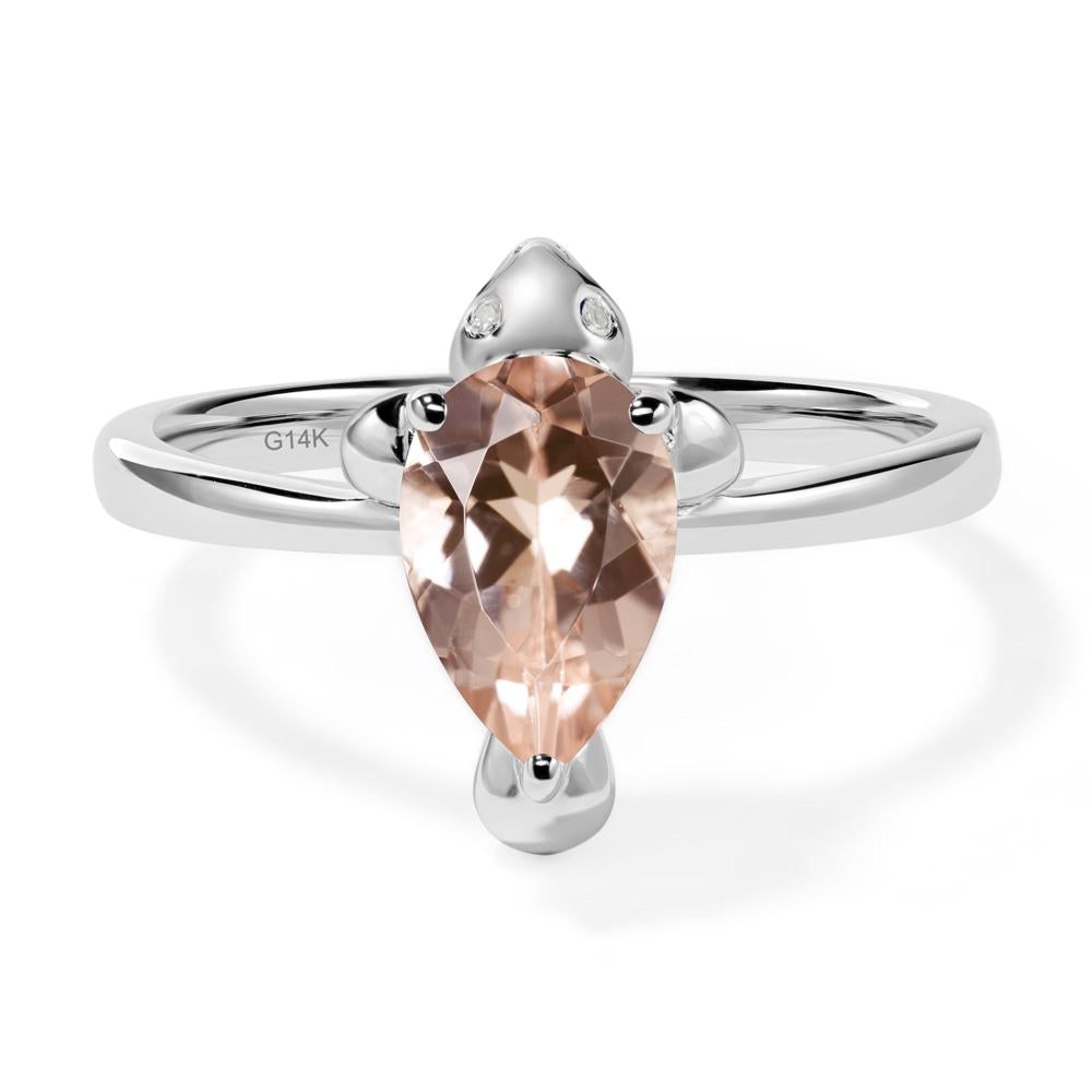 Pear Shaped Morganite Sea Lion Ring - LUO Jewelry #metal_14k white gold
