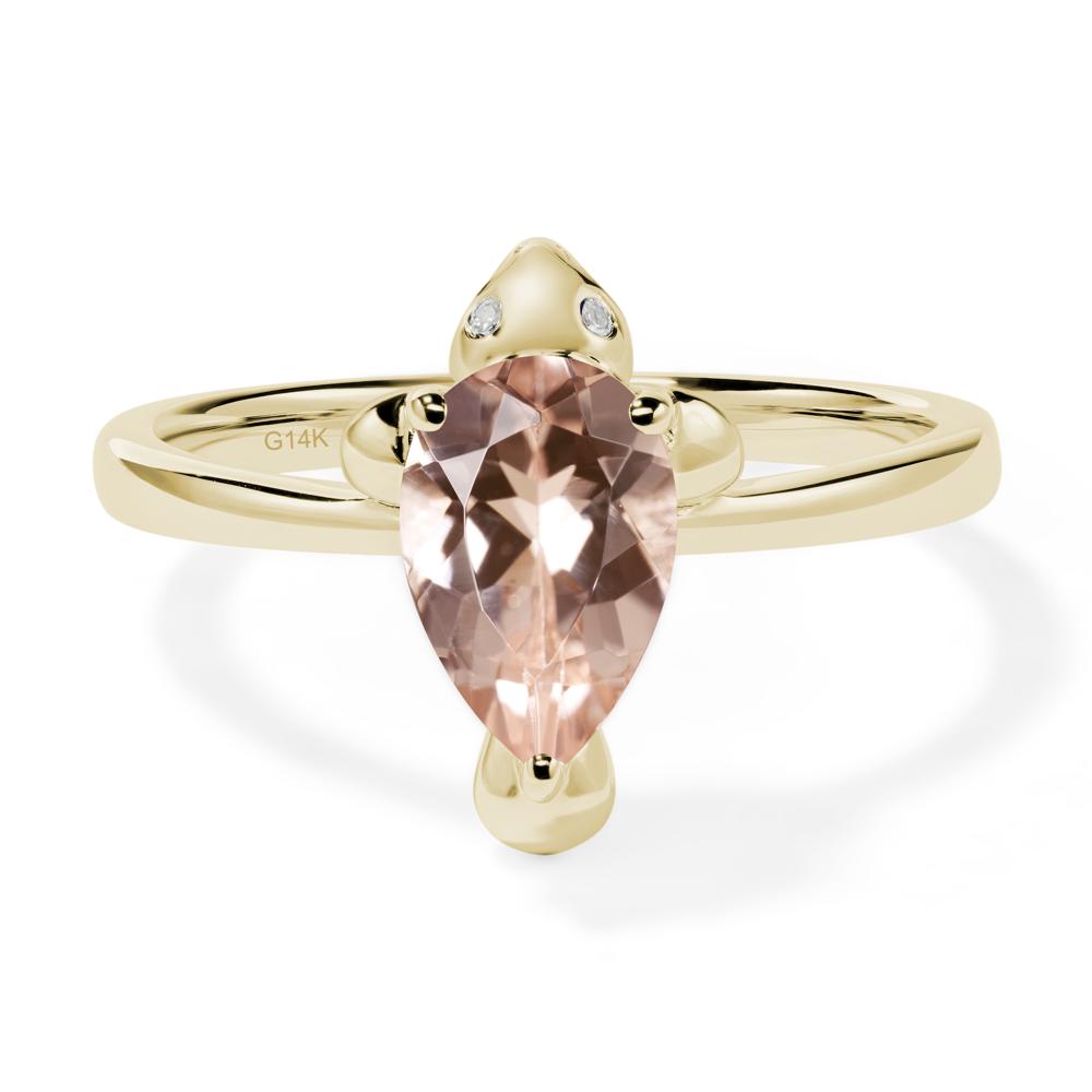 Pear Shaped Morganite Sea Lion Ring - LUO Jewelry #metal_14k yellow gold