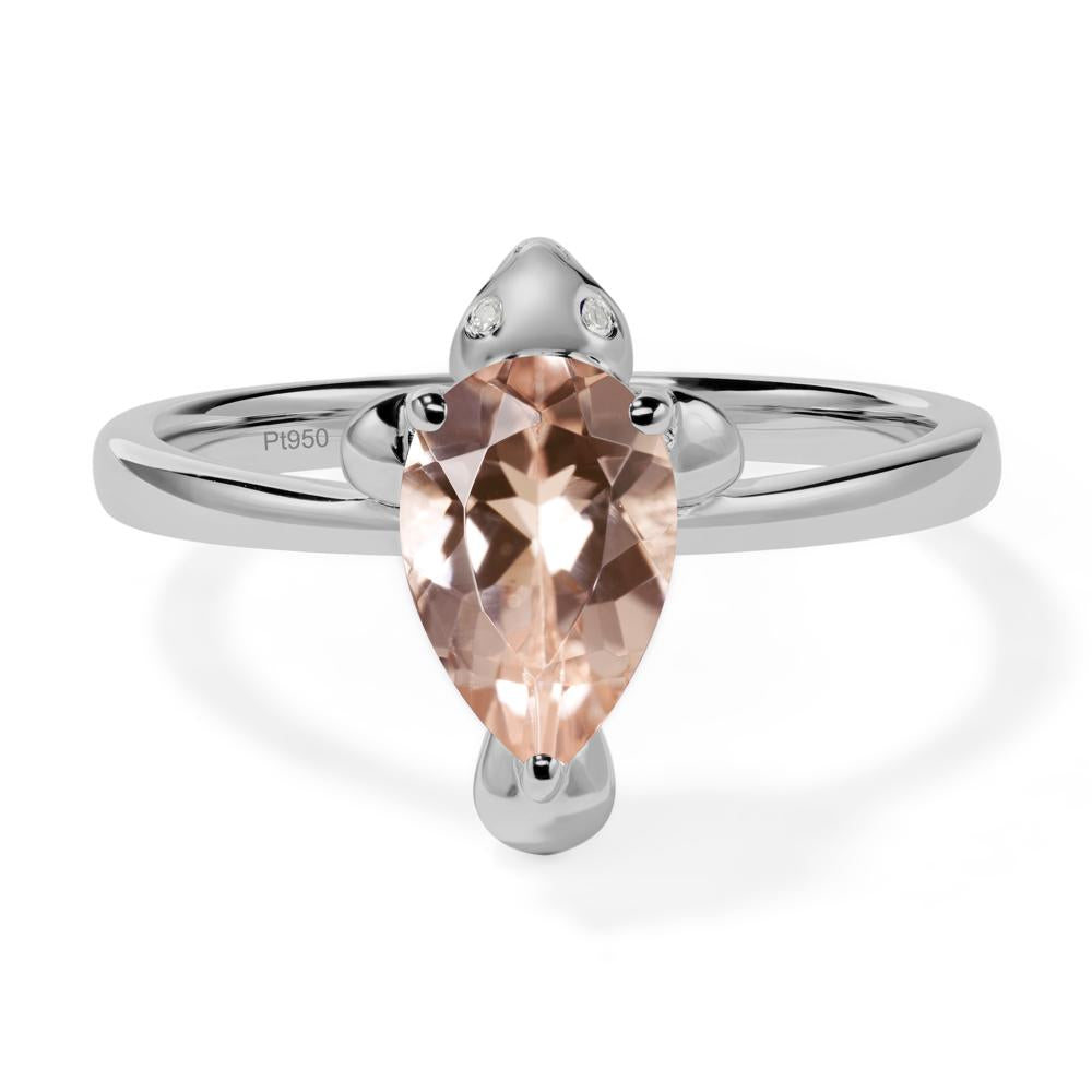 Pear Shaped Morganite Sea Lion Ring - LUO Jewelry #metal_platinum