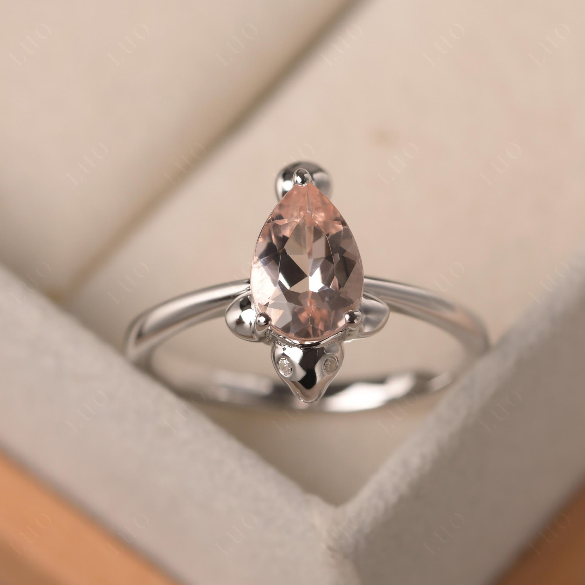 Pear Shaped Morganite Sea Lion Ring - LUO Jewelry