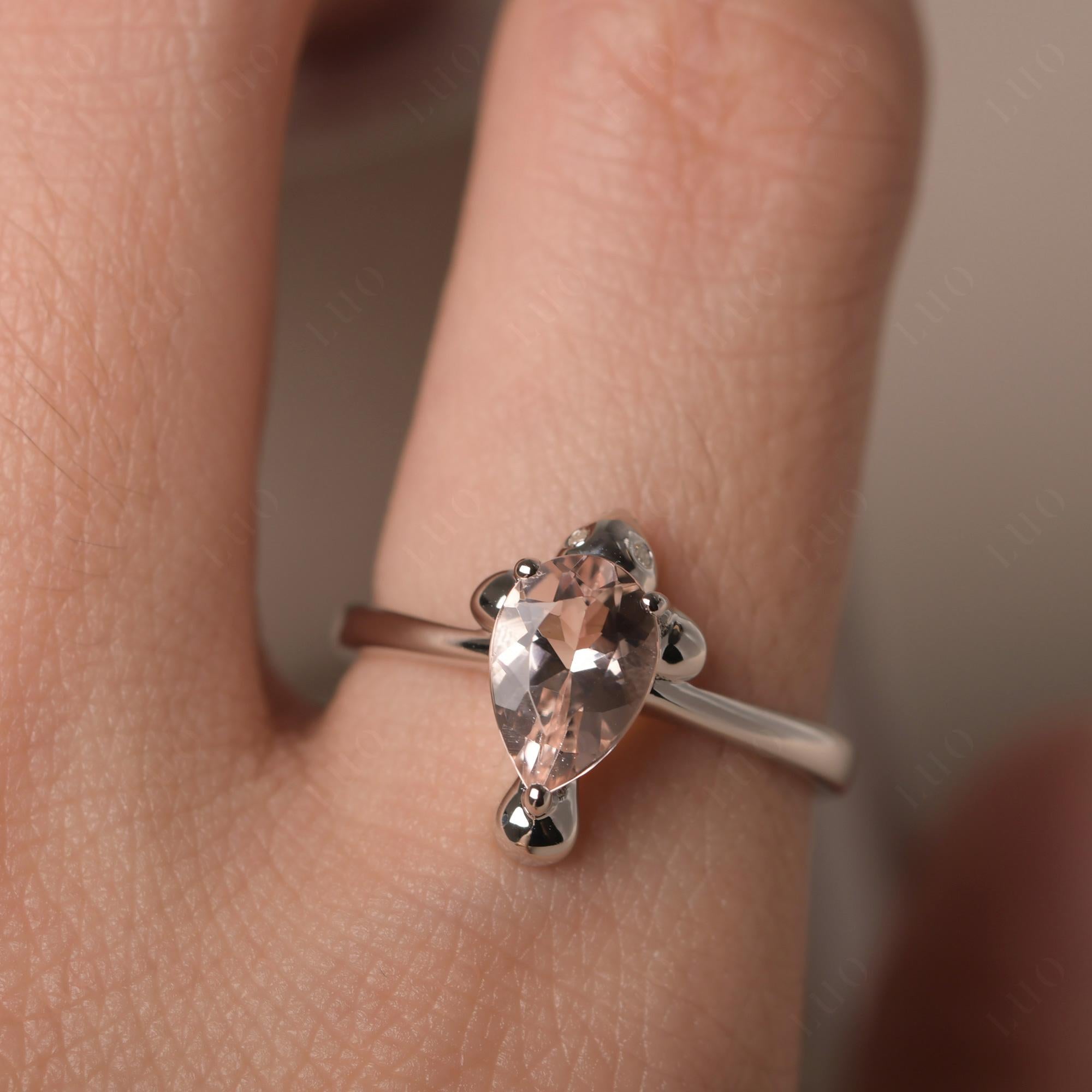 Pear Shaped Morganite Sea Lion Ring - LUO Jewelry