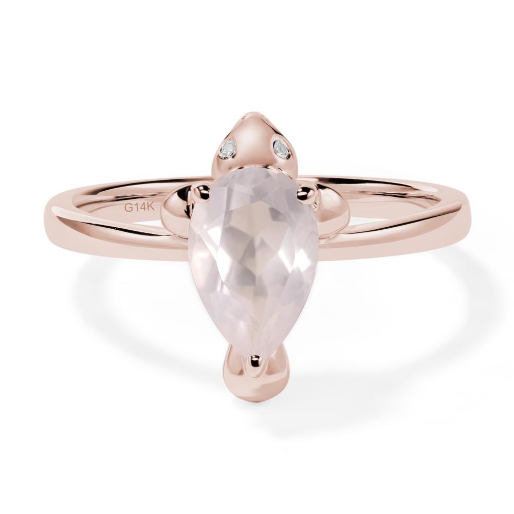 Pear Shaped Rose Quartz Sea Lion Ring - LUO Jewelry #metal_14k rose gold